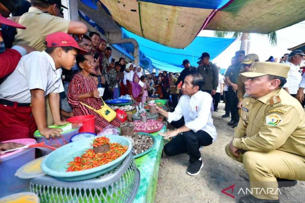 Presiden Jokowi cek ketersediaan sembako di Pasar Lacaria Kolut